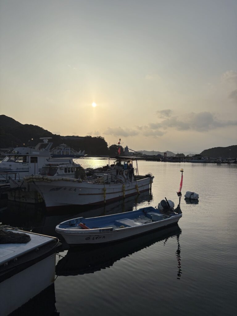九州　旅　旅行　観光　体験　ツアー　熊本　天草　御所浦島　恐竜　アンモナイト　港　海　化石　地学　刺身　魚　漁港　不知火　探検　冒険　発見　好奇心　磐座　巨石　矢岳　白嶽　ドルメン　巨石　磐座　大道港　